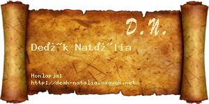 Deák Natália névjegykártya
