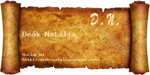 Deák Natália névjegykártya